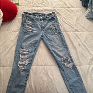 American Eagle Outfitters Light Blue Distressed Skinny Jeans